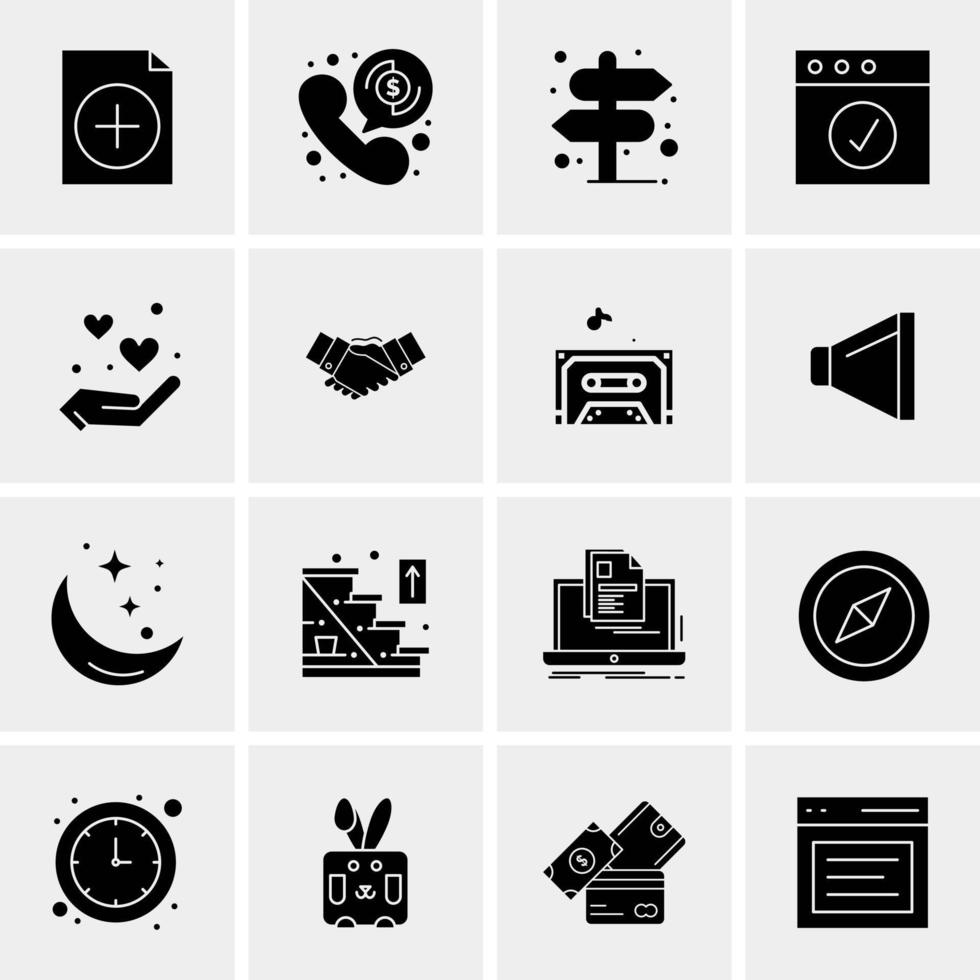 16 iconos de negocios universales vector ilustración de icono creativo para usar en proyectos relacionados con la web y dispositivos móviles