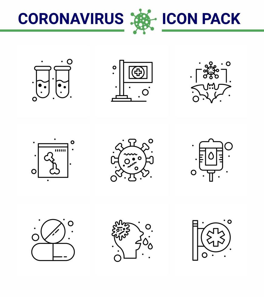 Coronavirus 2019nCoV Covid19 Prevention icon set virus virus carrier xray bone viral coronavirus 2019nov disease Vector Design Elements