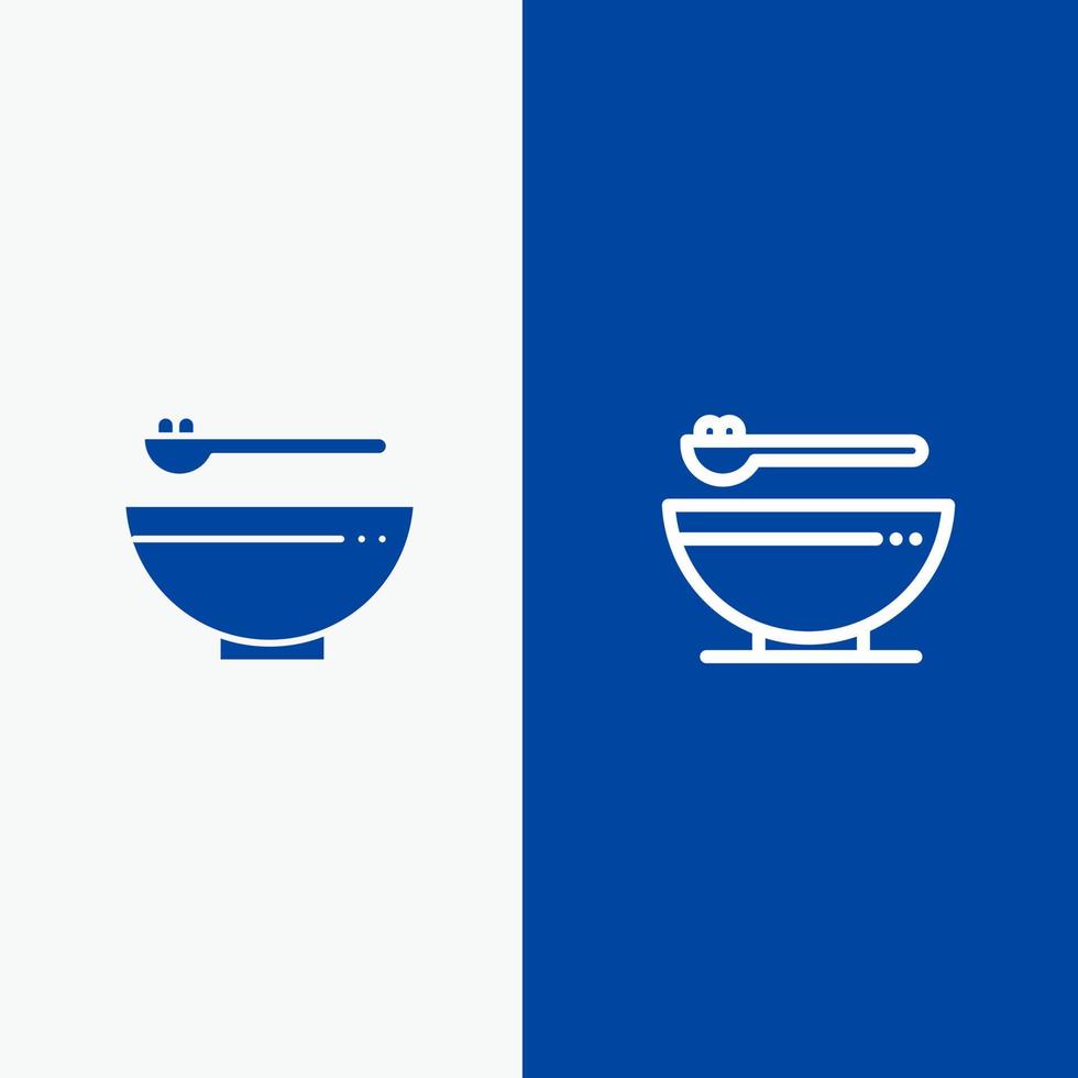 Bowl Food Kitchen Madrigal Line and Glyph Solid icon Blue banner Line and Glyph Solid icon Blue banner vector