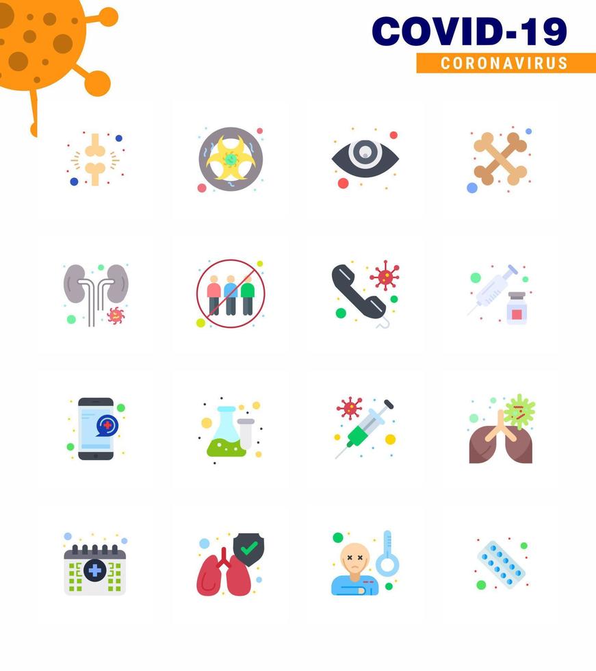Simple Set of Covid19 Protection Blue 25 icon pack icon included infected skeleton science cross ophthalmology viral coronavirus 2019nov disease Vector Design Elements