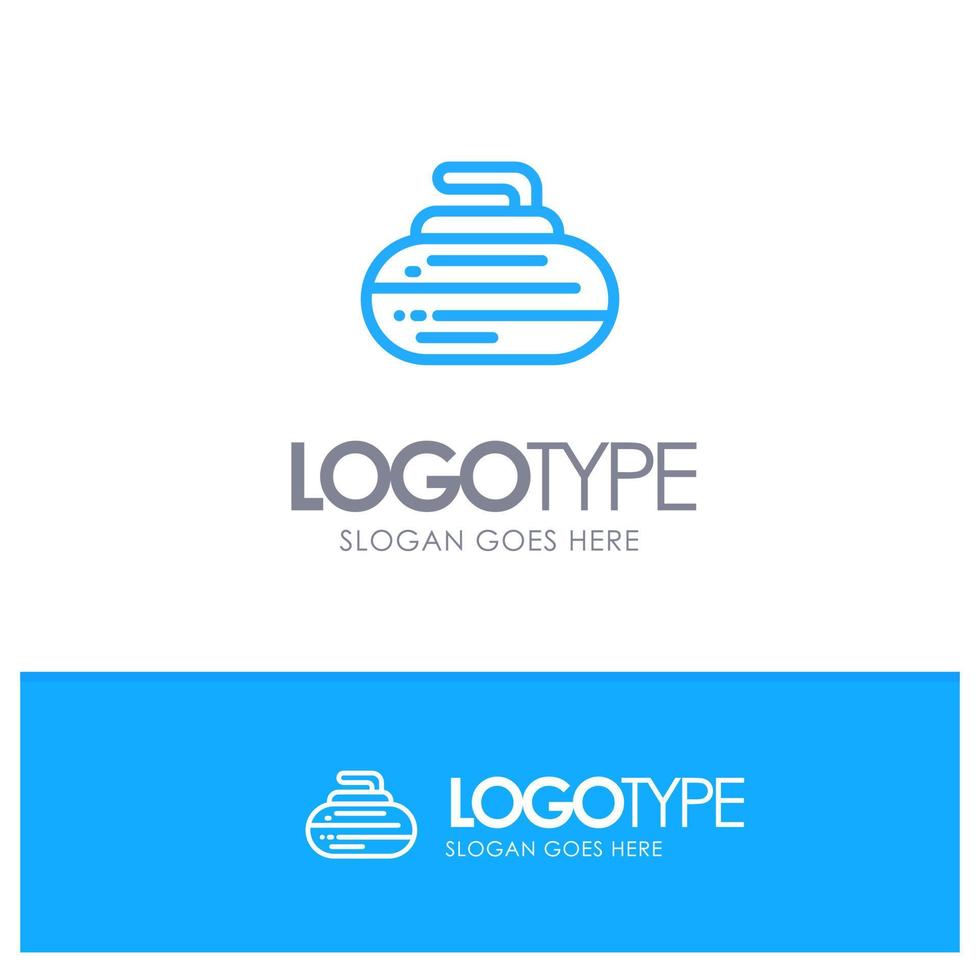 Bowls Curling Equipment Sport Blue outLine Logo with place for tagline vector