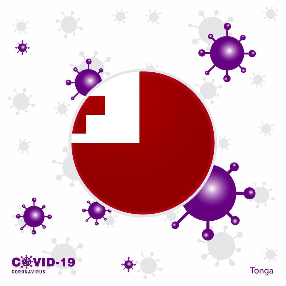 Pray For Tonga COVID19 Coronavirus Typography Flag Stay home Stay Healthy Take care of your own health vector