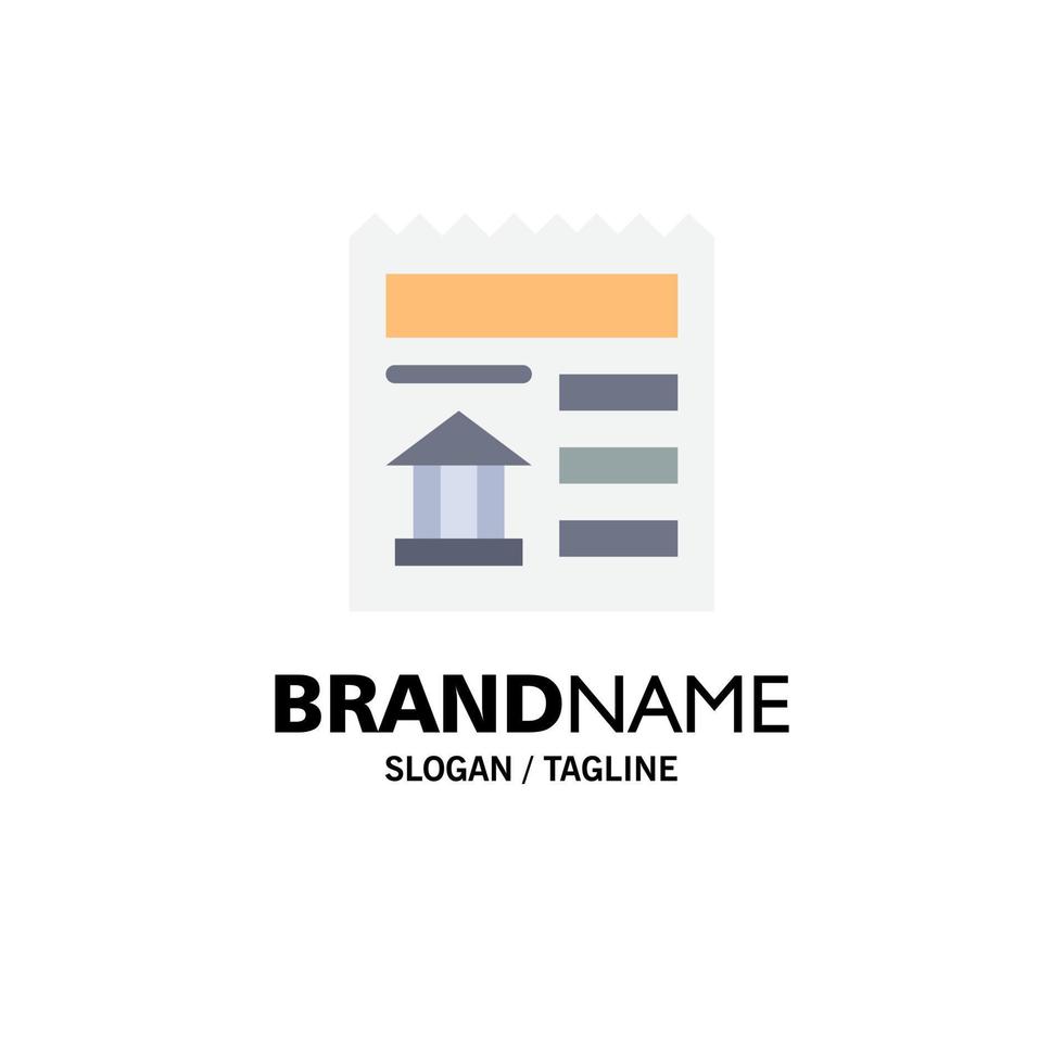 documento básico ui banco empresa logotipo plantilla color plano vector