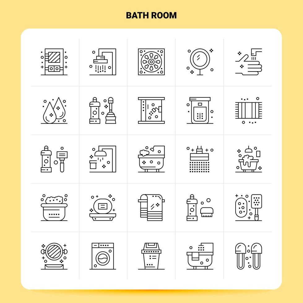 OutLine 25 Bath Room Icon set Vector Line Style Design Black Icons Set Linear pictogram pack Web and Mobile Business ideas design Vector Illustration