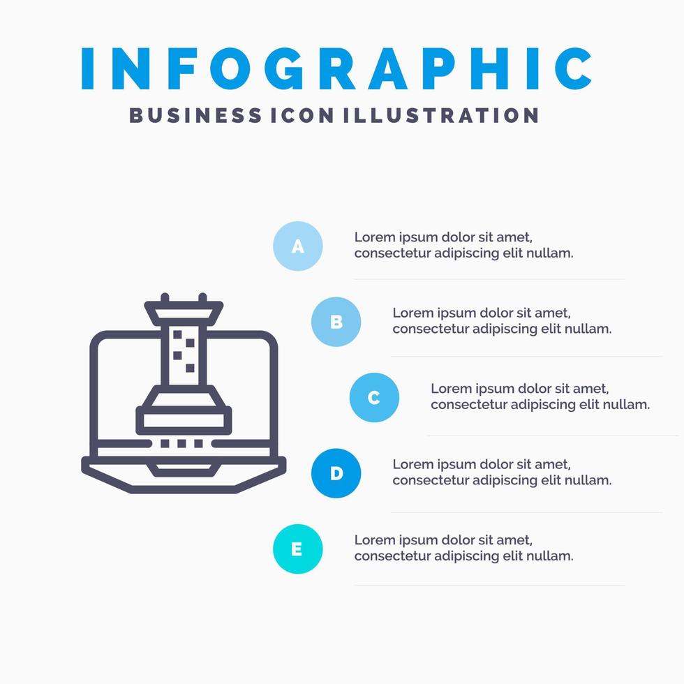 estrategia digital icono de línea de marketing de estrategia digital con fondo de infografía de presentación de 5 pasos vector
