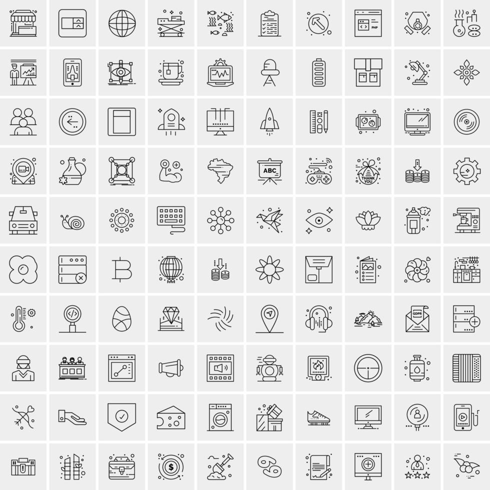 conjunto de 100 iconos de línea de negocios creativos vector