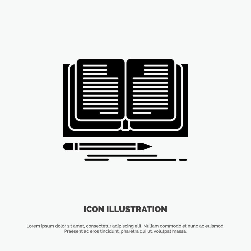 Writing Novel Book Story solid Glyph Icon vector