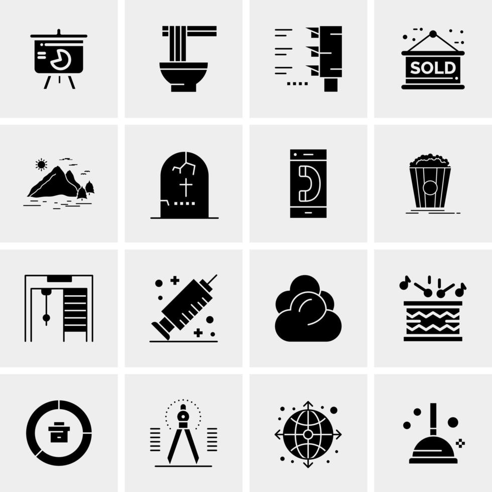 16 iconos de negocios universales vector ilustración de icono creativo para usar en proyectos relacionados con la web y dispositivos móviles