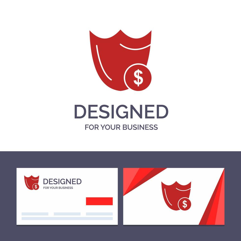 tarjeta de visita creativa y plantilla de logotipo protector de seguridad seguridad dólar vector ilustración