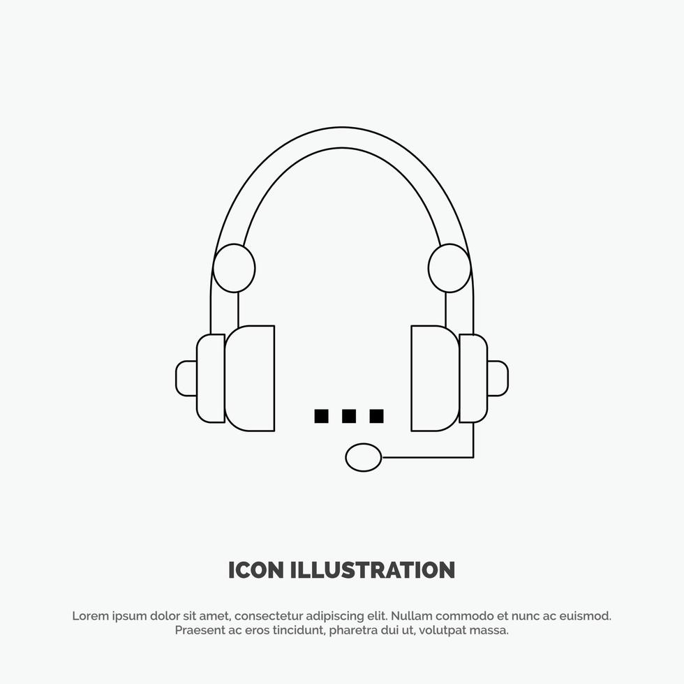 Support Call Communication Contact Headset Help Service Line Icon Vector