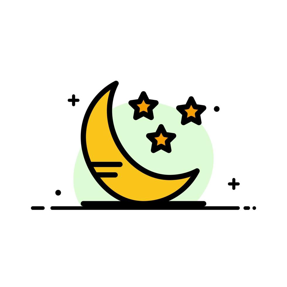 luna nube clima negocio línea plana icono lleno vector banner plantilla