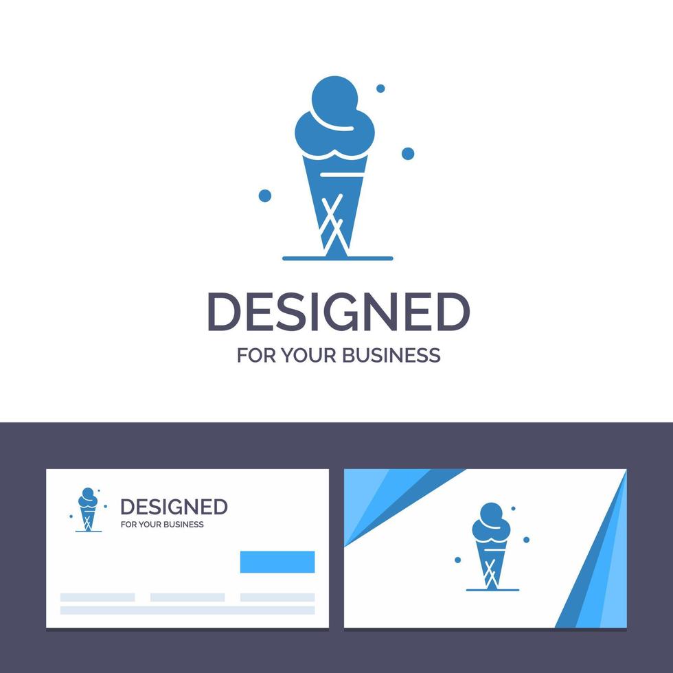 tarjeta de visita creativa y plantilla de logotipo helado helado cono ilustración vectorial vector