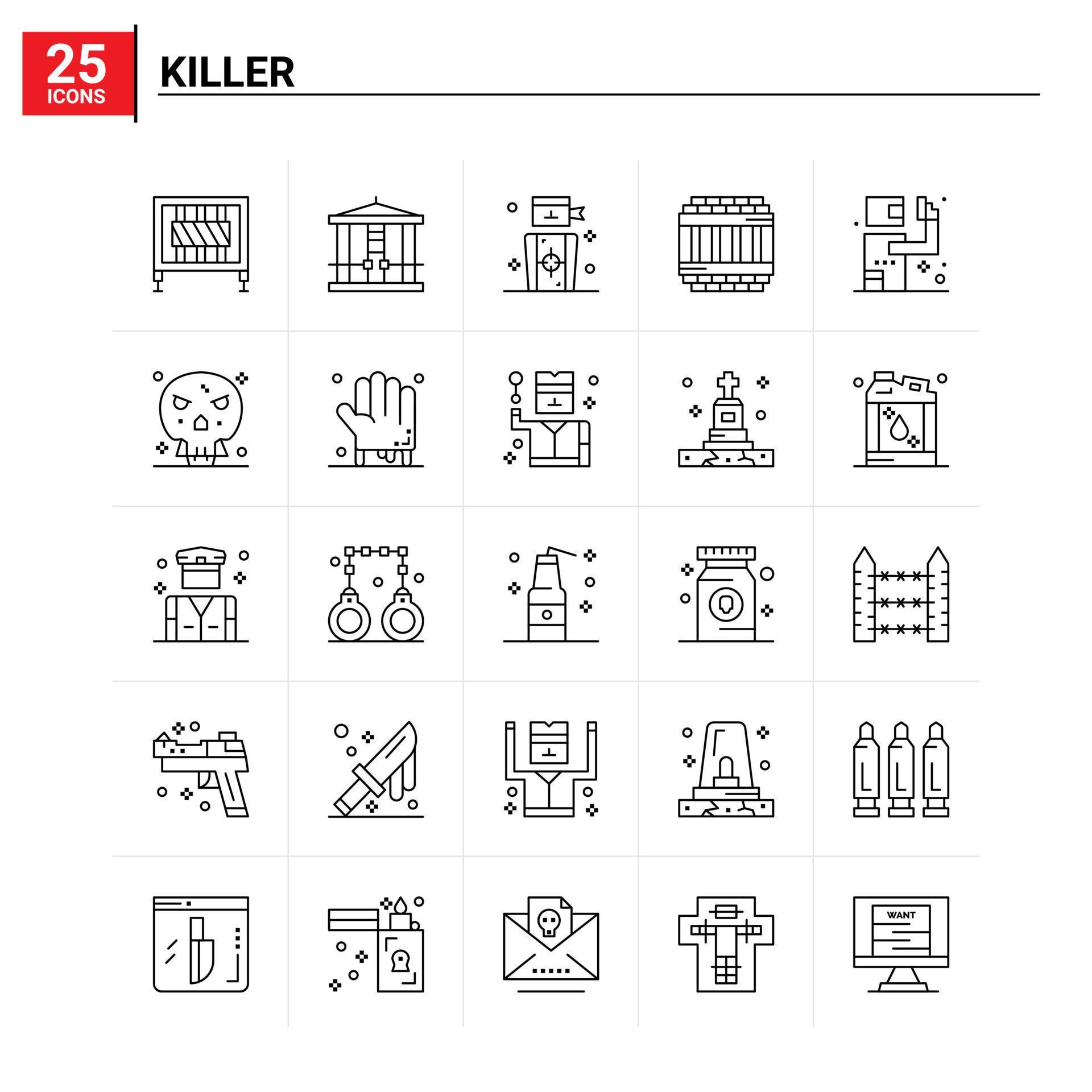25 Killer icon set vector background 18026781 Vector Art at Vecteezy