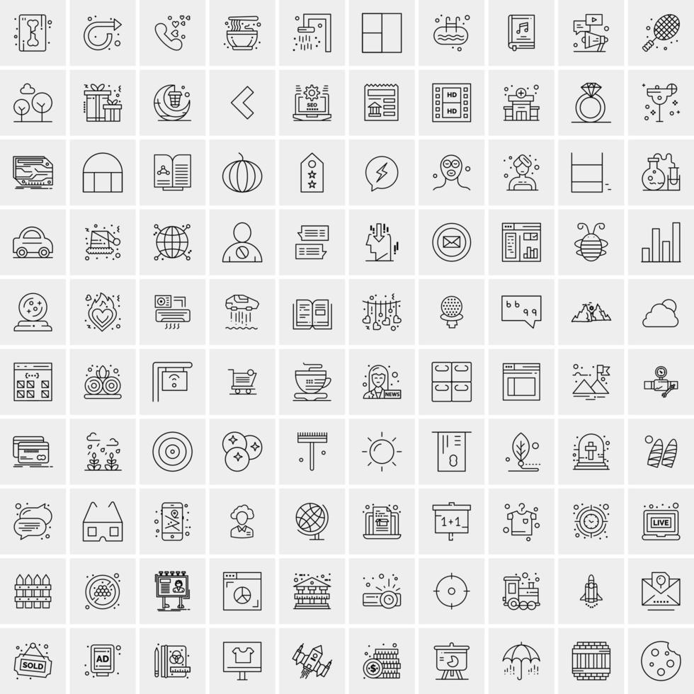 conjunto de 100 iconos de línea de negocios creativos vector