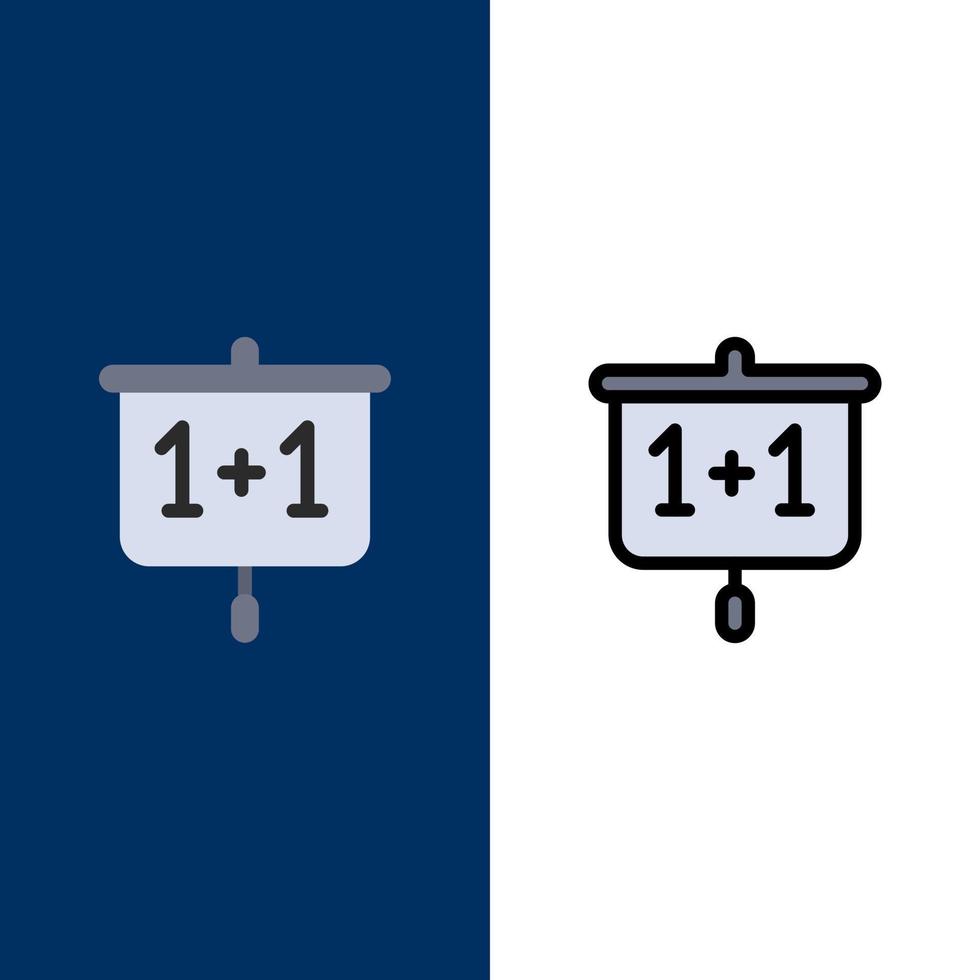 Chart Education Presentation School  Icons Flat and Line Filled Icon Set Vector Blue Background