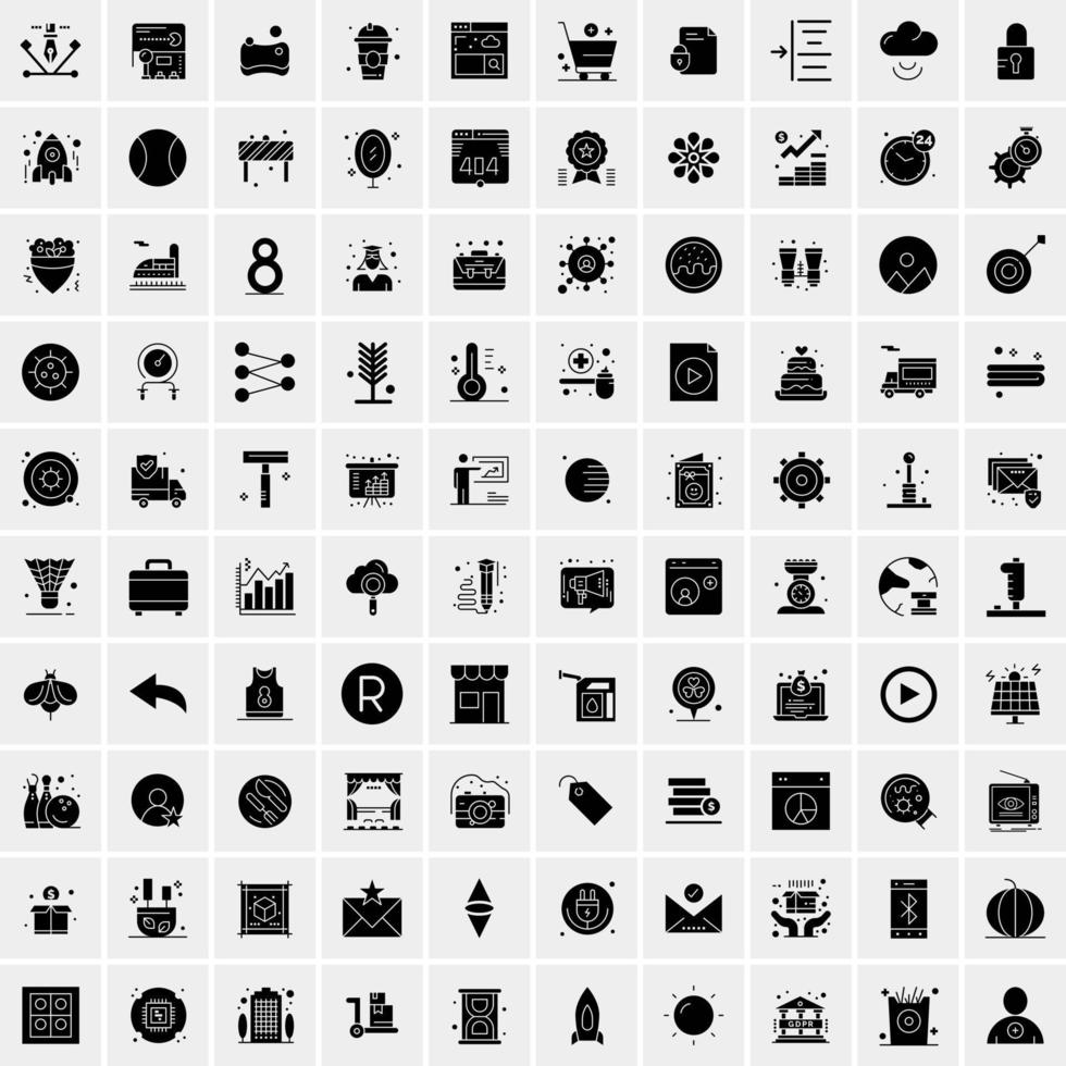 Set of 100 Universal Solid Icons vector