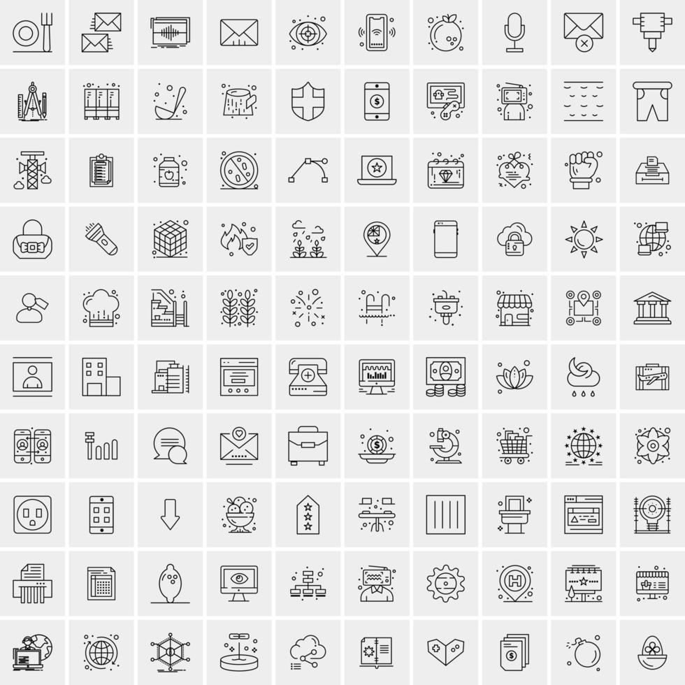Set of 100 Creative Business Line Icons vector