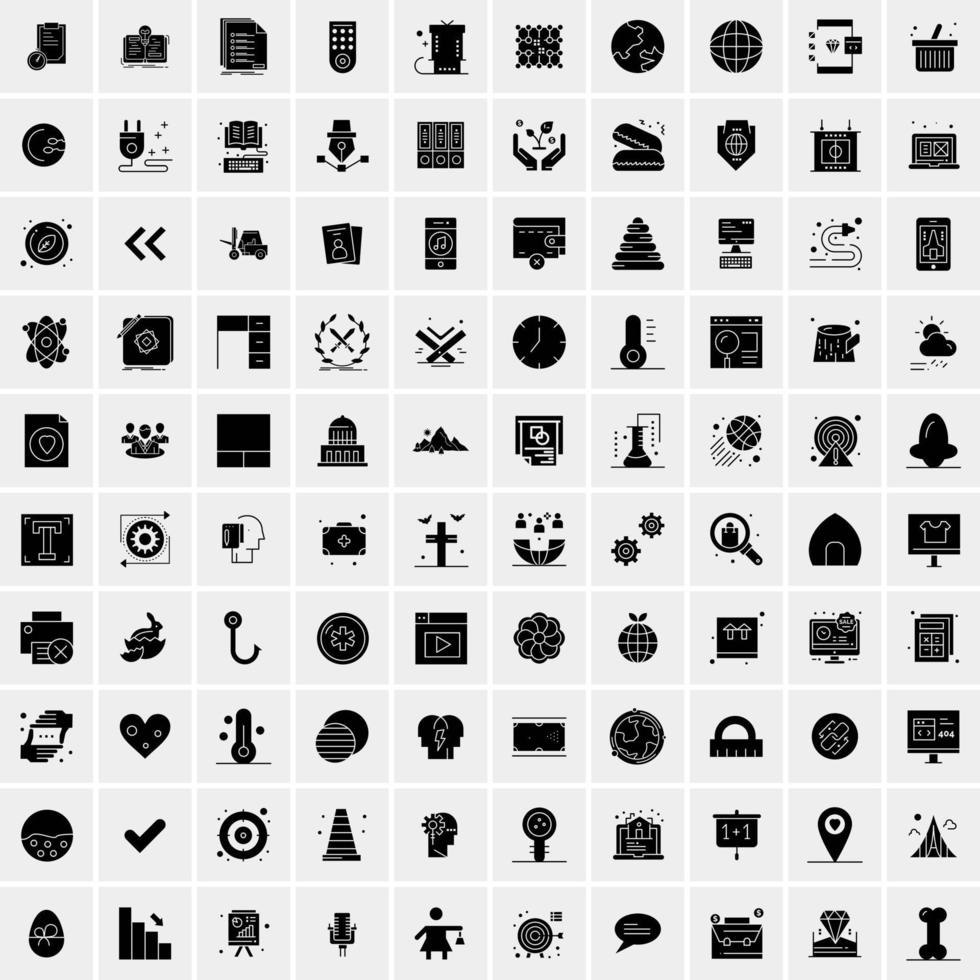 Set of 100 Universal Solid Icons vector