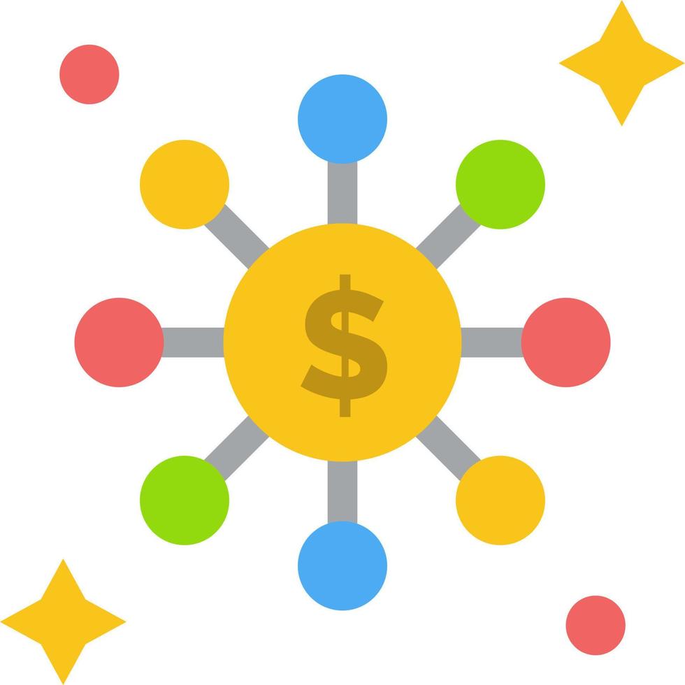 Dollar Share Network  Flat Color Icon Vector icon banner Template