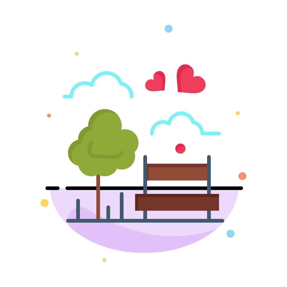 Park Tree Bench Love Outdoor Business Logo Template Flat Color vector