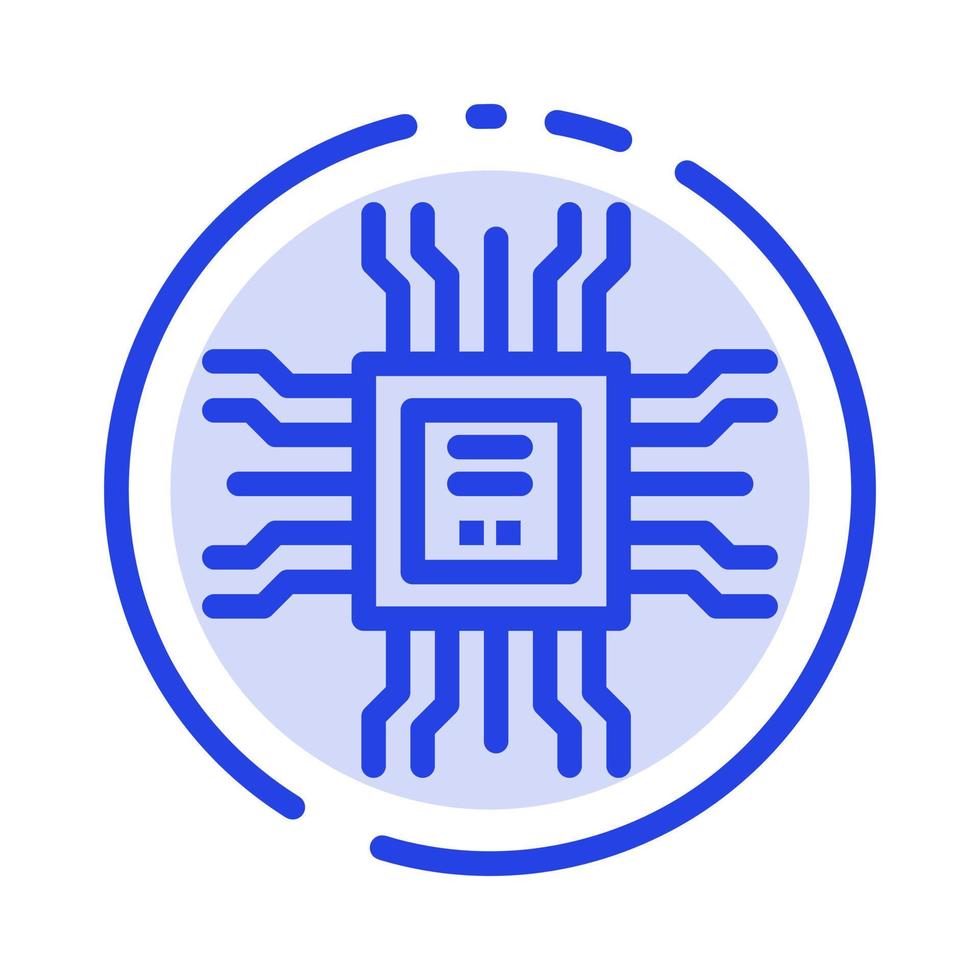 Book Cpu Learning Technology Blue Dotted Line Line Icon vector