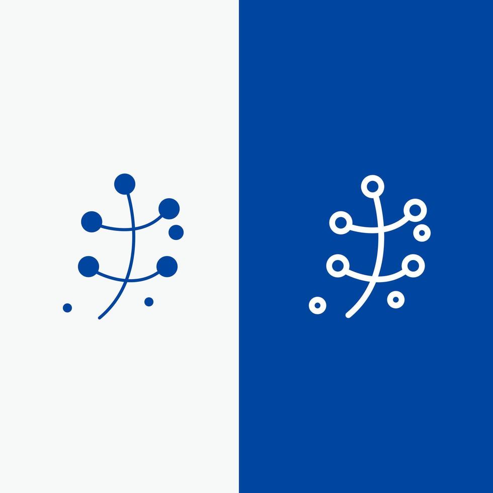 crecimiento hoja planta línea de resorte y glifo icono sólido línea de bandera azul y glifo icono sólido bandera azul vector