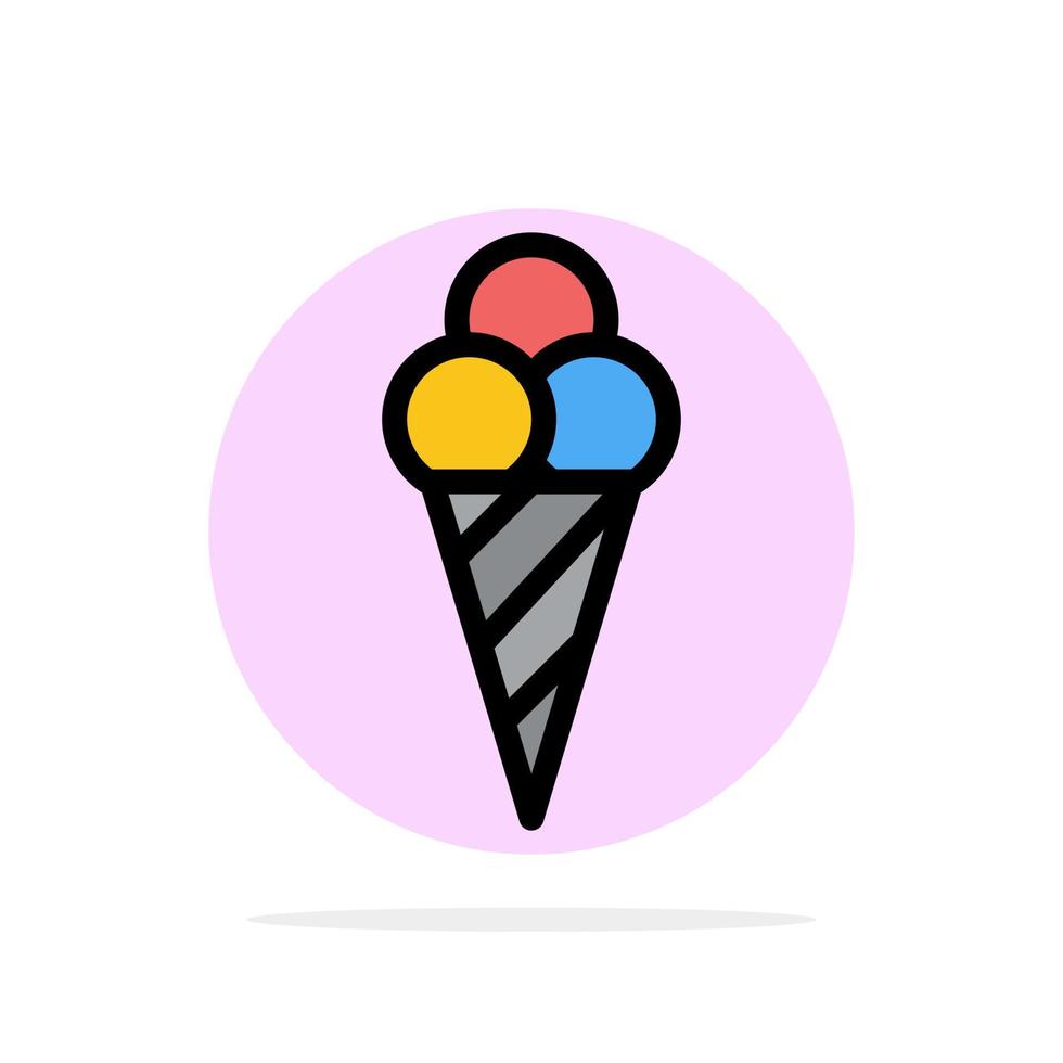 icono de color plano de fondo de círculo abstracto de cono de helado de playa vector