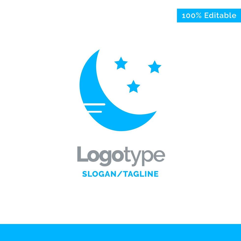 luna nube clima azul sólido logotipo plantilla lugar para eslogan vector