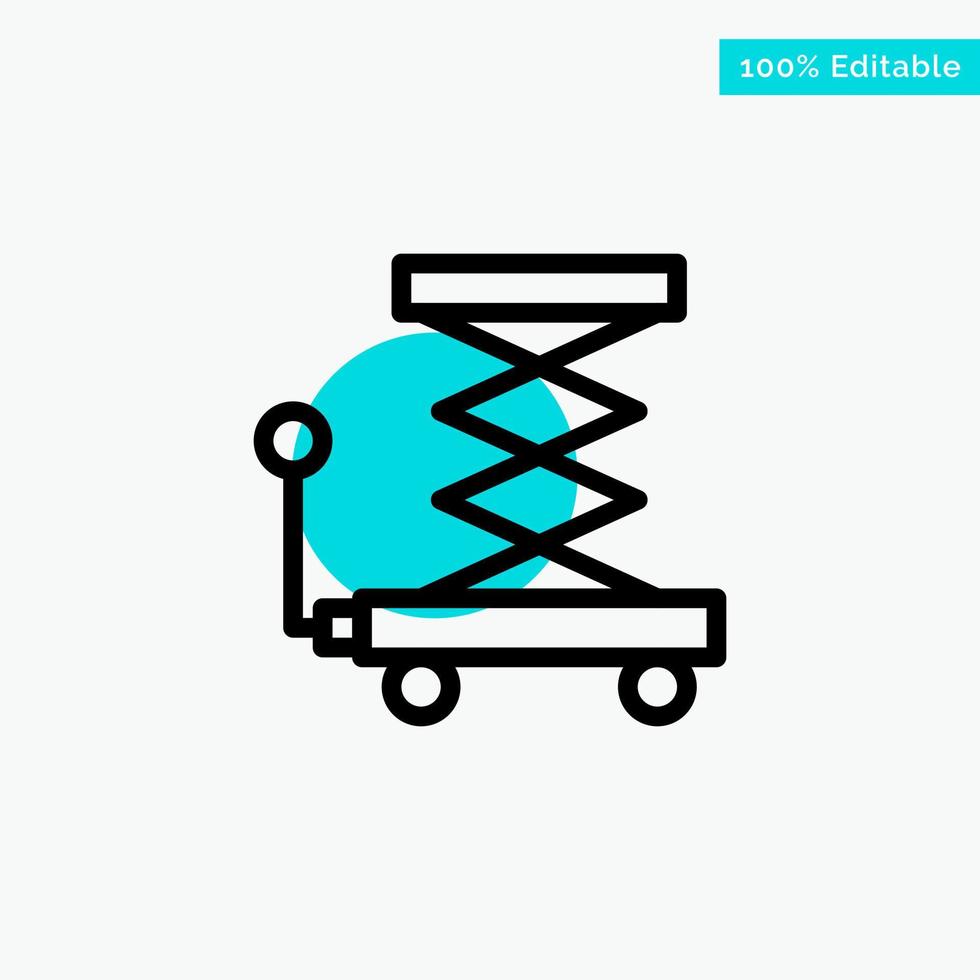 Car Construction Lift Scissor turquoise highlight circle point Vector icon