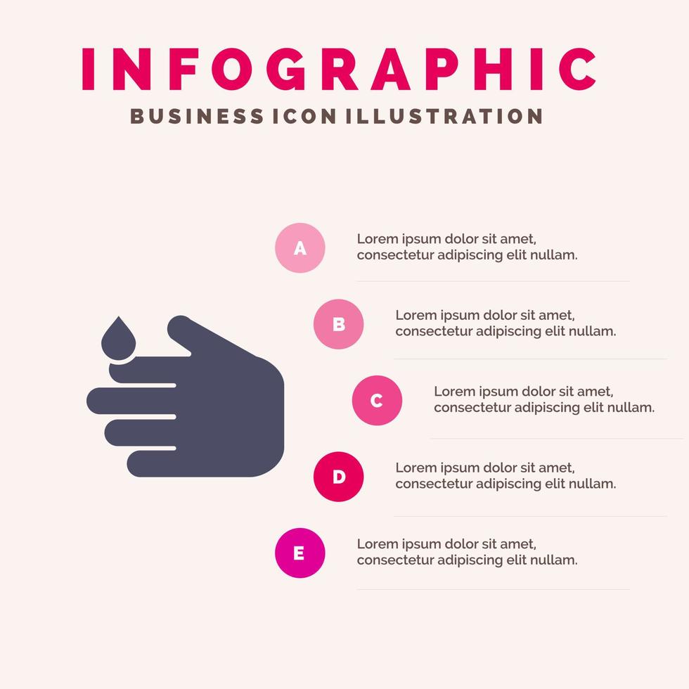 limpieza jabón de manos lavado sólido icono infografía 5 pasos presentación antecedentes vector