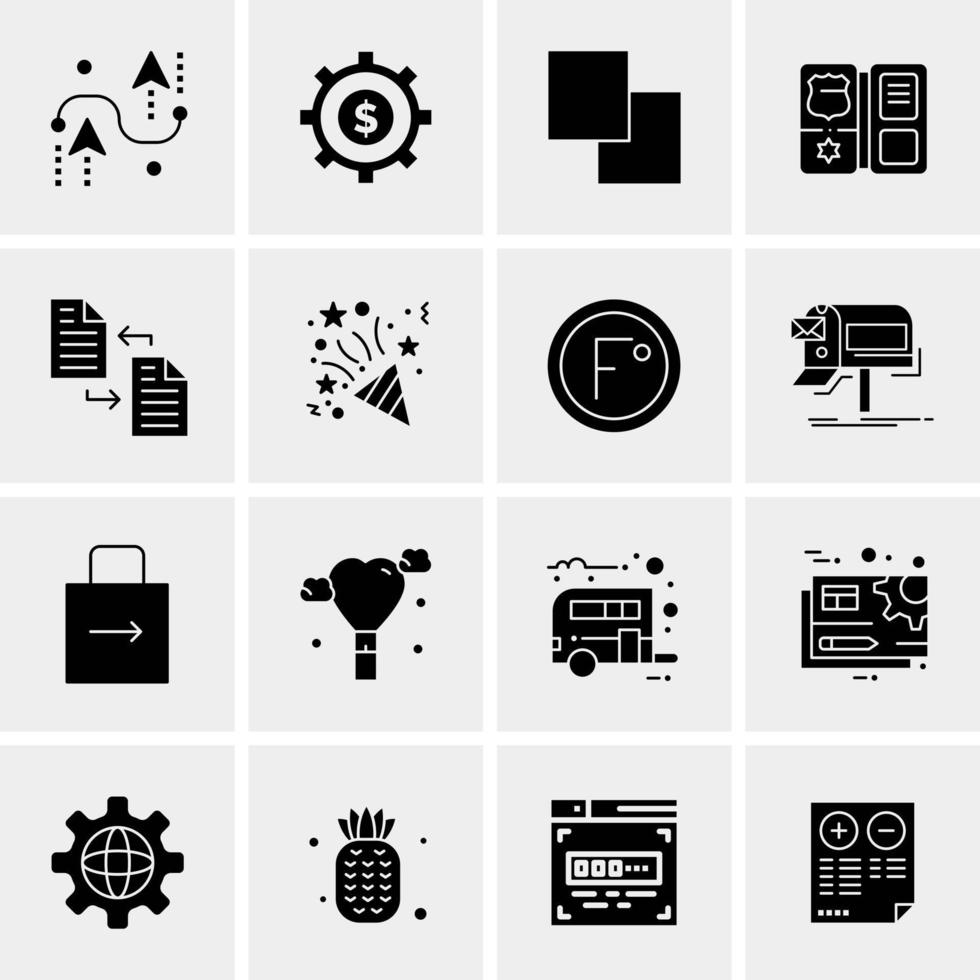 16 iconos de negocios universales vector ilustración de icono creativo para usar en proyectos relacionados con la web y dispositivos móviles