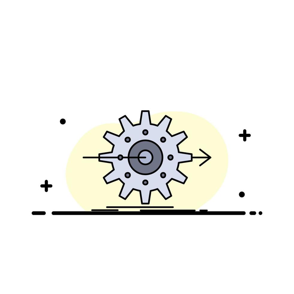 vector de icono de color plano de engranaje de configuración de trabajo de progreso de rendimiento