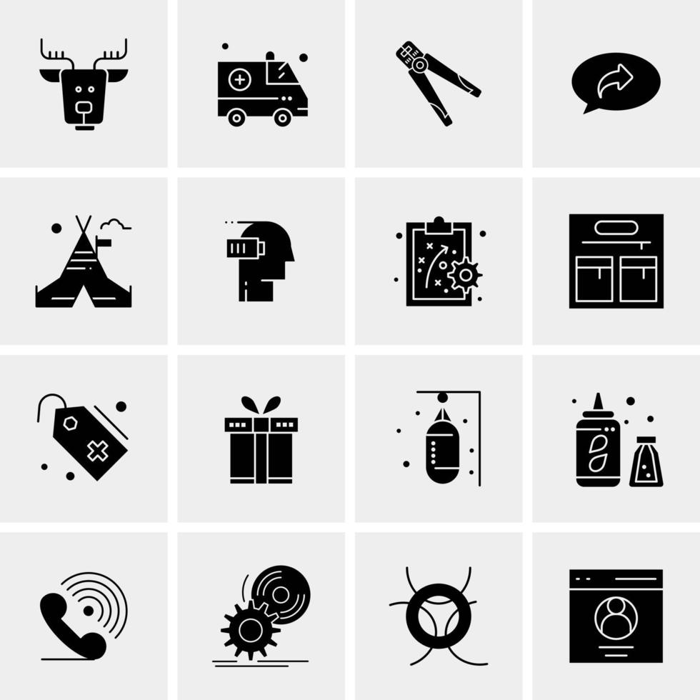 16 iconos de negocios universales vector ilustración de icono creativo para usar en proyectos relacionados con la web y dispositivos móviles