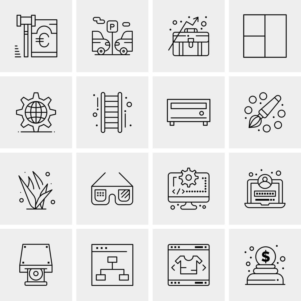 16 iconos de negocios universales vector ilustración de icono creativo para usar en proyectos relacionados con la web y dispositivos móviles