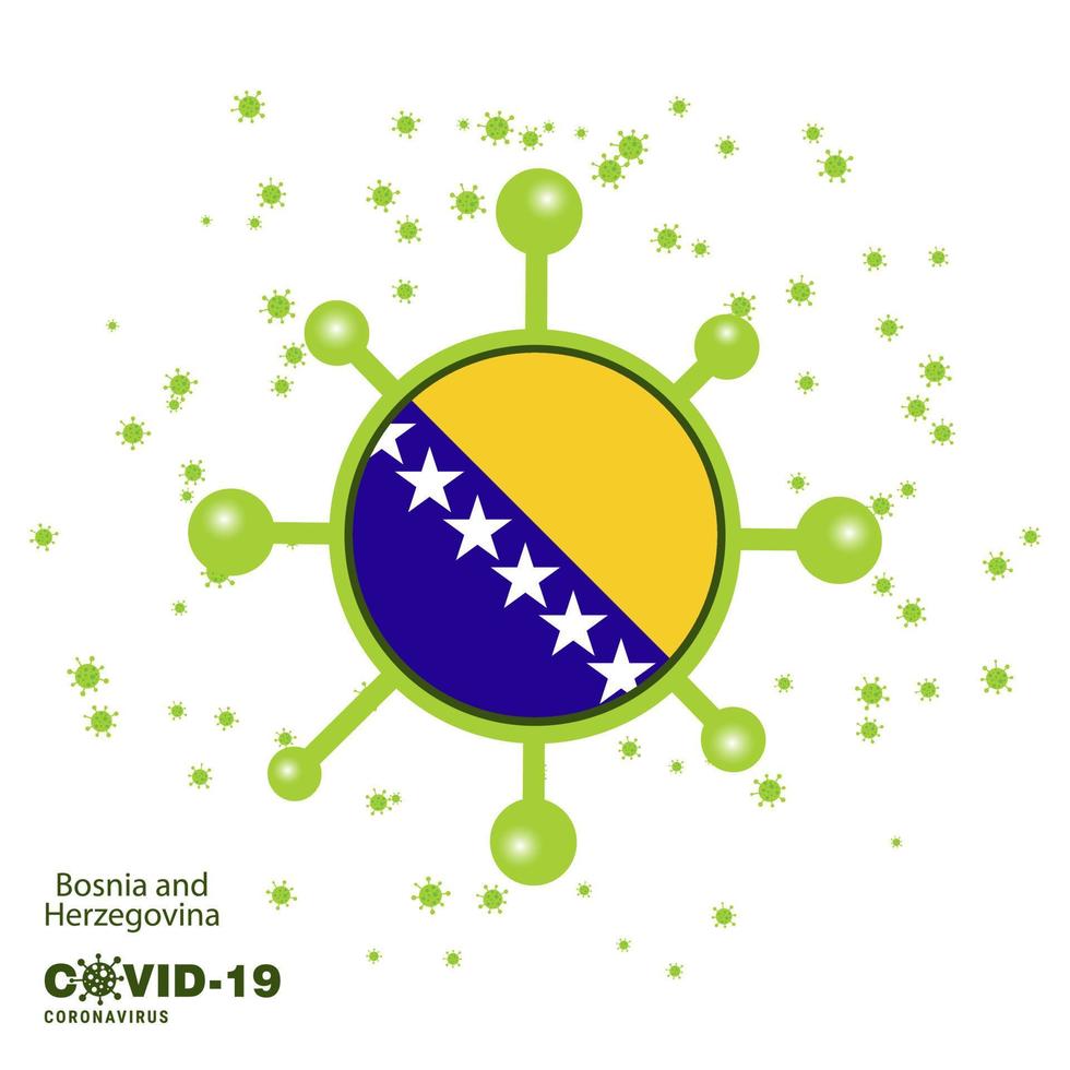 Bosnia and Herzegovina Coronavius Flag Awareness Background Stay home Stay Healthy Take care of your own health Pray for Country vector