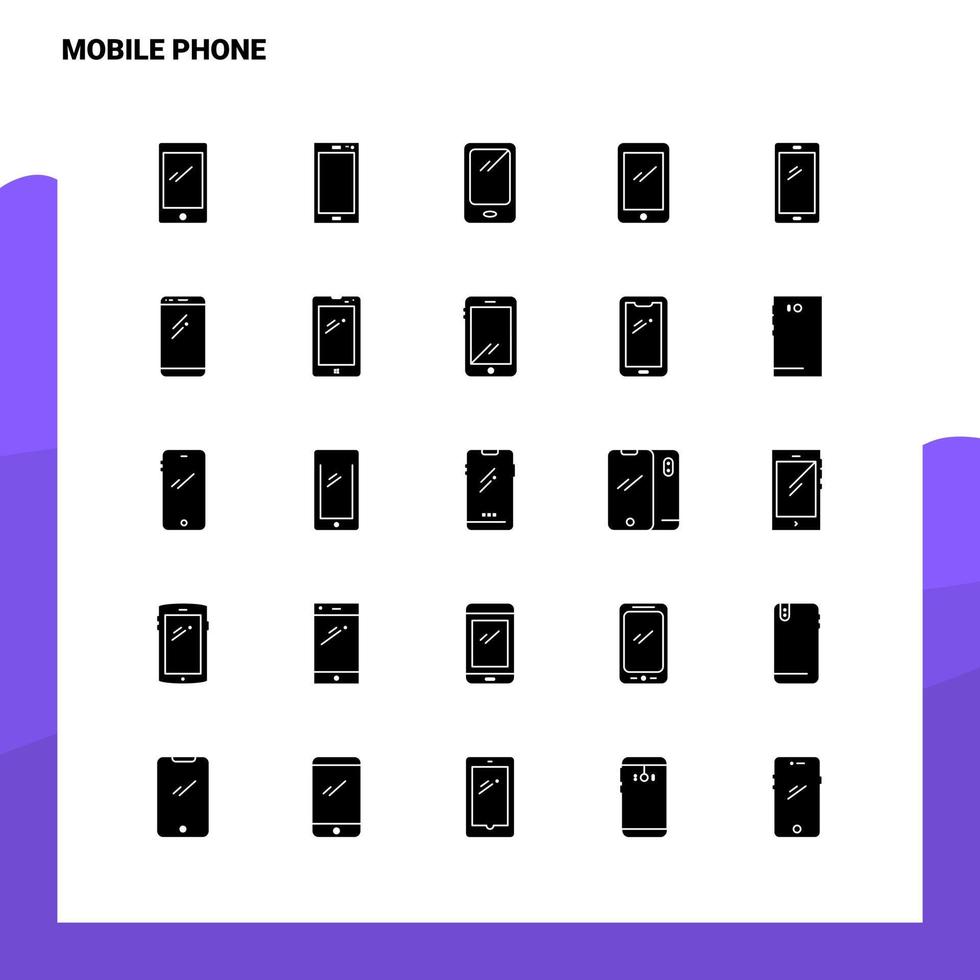 25 Mobile Phone Icon set Solid Glyph Icon Vector Illustration Template For Web and Mobile Ideas for business company