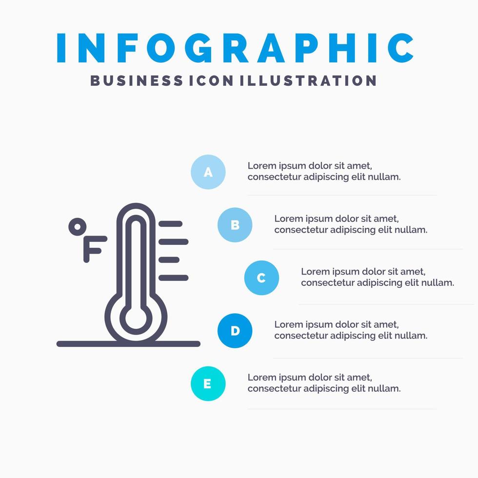 Cloud Light Rainy Sun Temperature Line icon with 5 steps presentation infographics Background vector