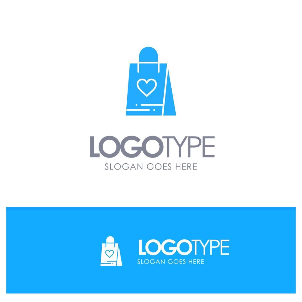 Shopping Love Gift Bag Blue Logo vector