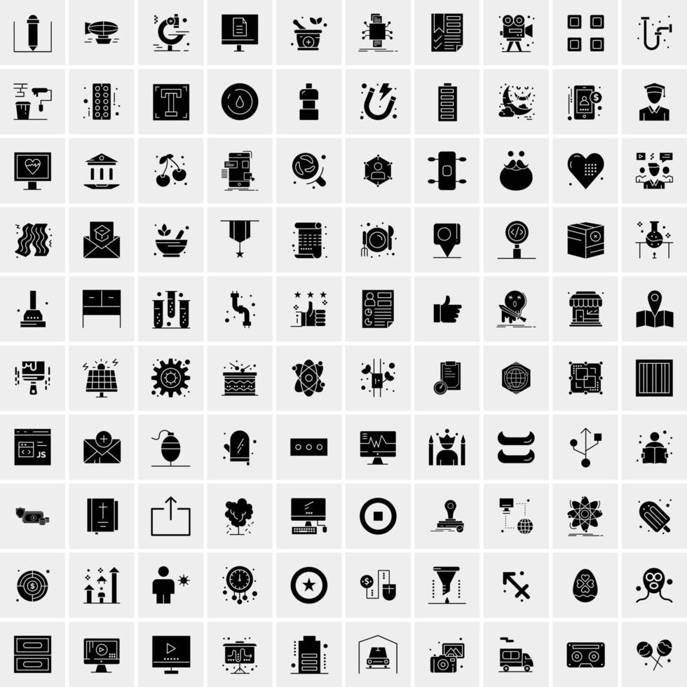 Set of 100 Universal Solid Icons vector