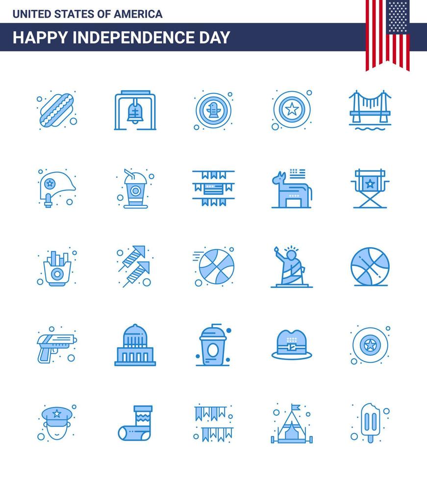 25 iconos creativos de EE. UU. Signos de independencia modernos y símbolos del 4 de julio de signo de construcción pájaro estrella hombres elementos de diseño de vector de día de EE. UU. editables