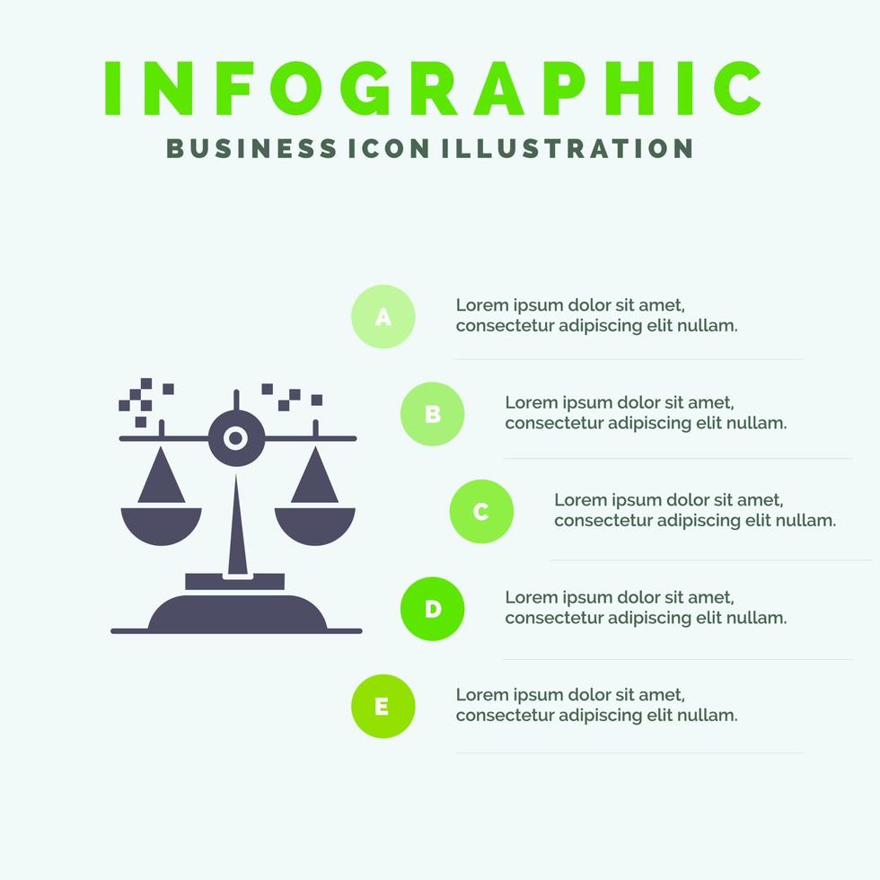 elección conclusión tribunal juicio ley sólido icono infografía 5 pasos presentación antecedentes vector