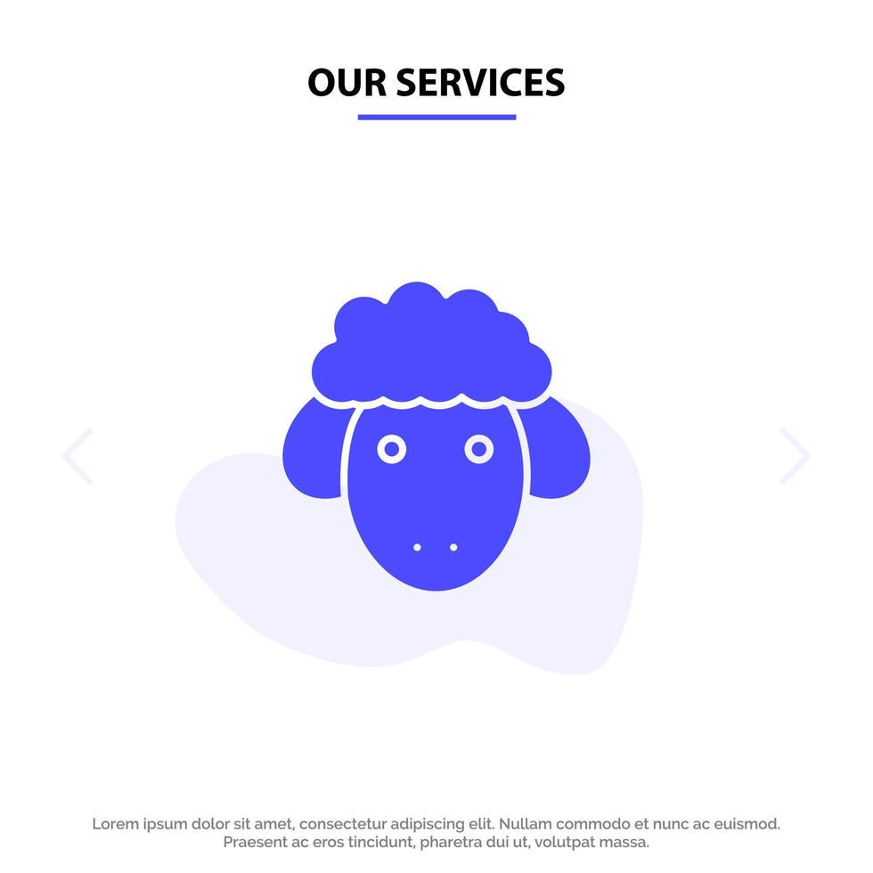 Our Services Easter Lamb Sheep Spring Solid Glyph Icon Web card Template vector