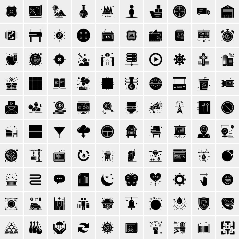 Set of 100 Universal Solid Icons vector