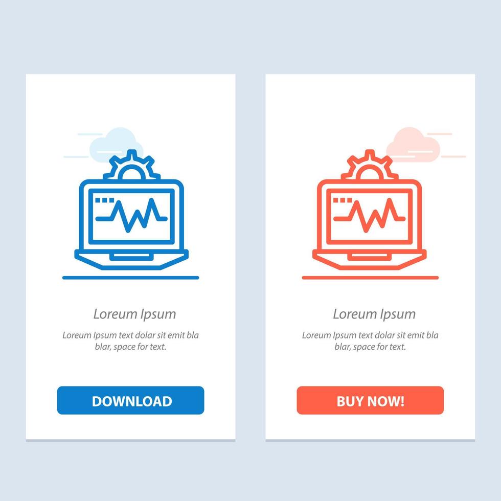Laptop Computer Setting Computing  Blue and Red Download and Buy Now web Widget Card Template vector