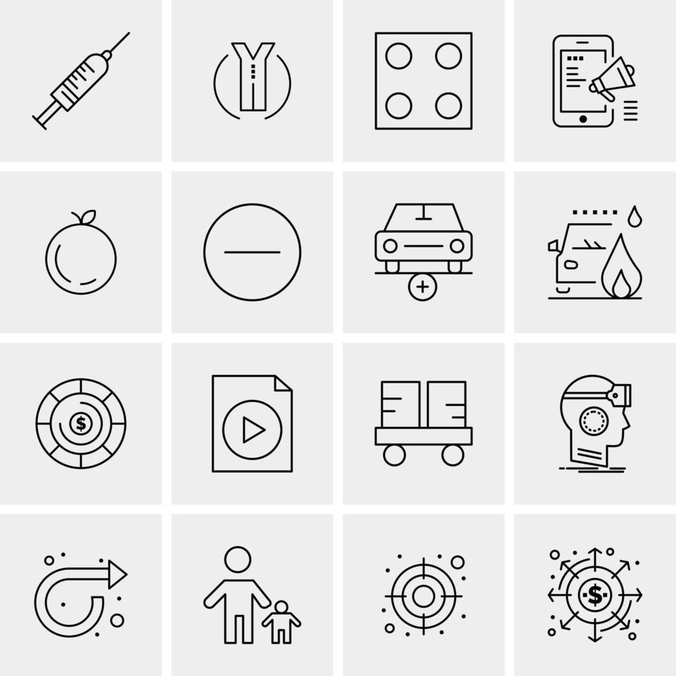 16 iconos de negocios universales vector ilustración de icono creativo para usar en proyectos relacionados con la web y dispositivos móviles