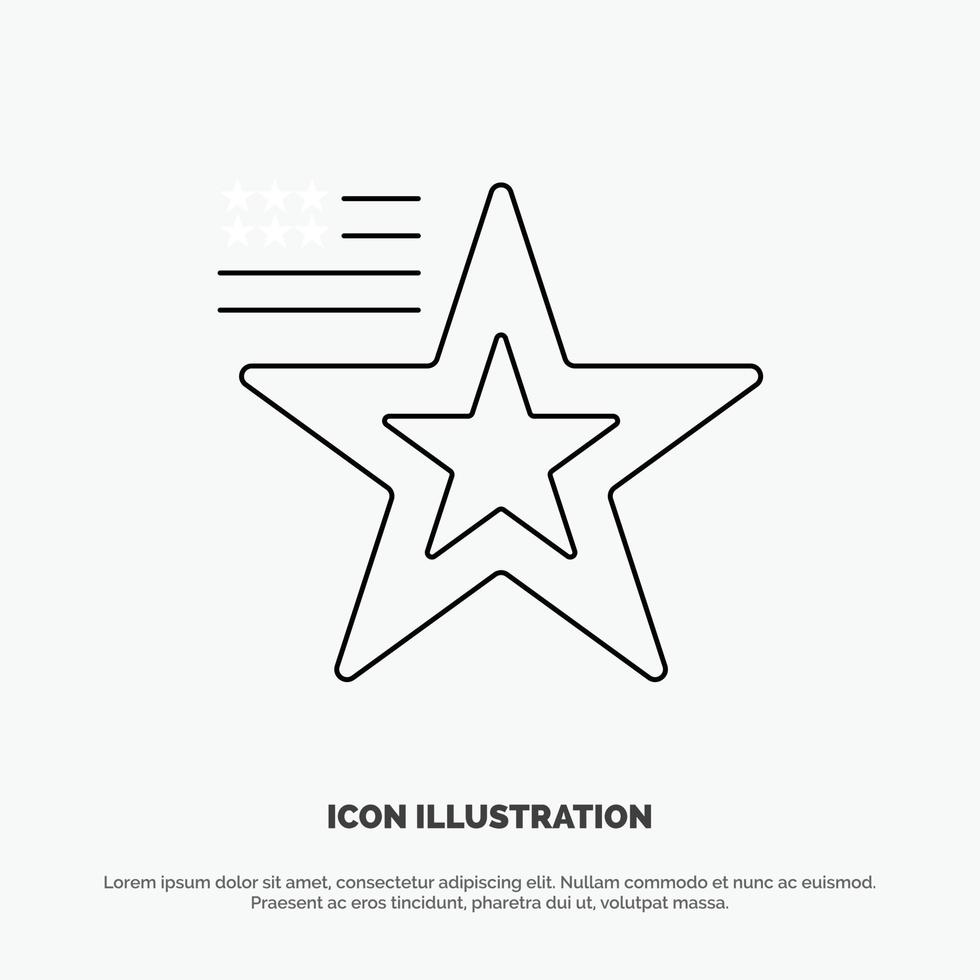 Star American Flag Usa Line Icon Vector