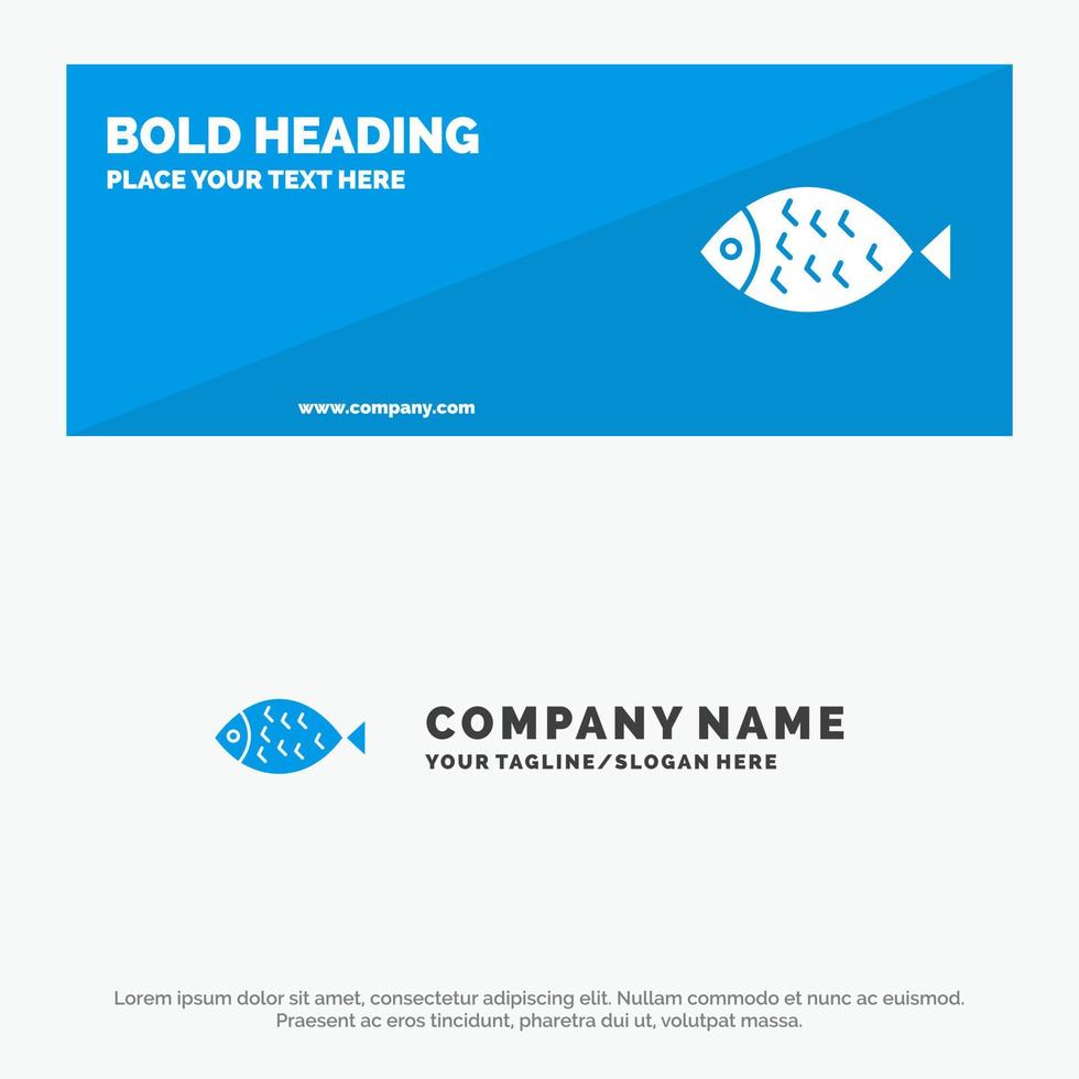 Fish Food Easter Eat SOlid Icon Website Banner and Business Logo Template vector