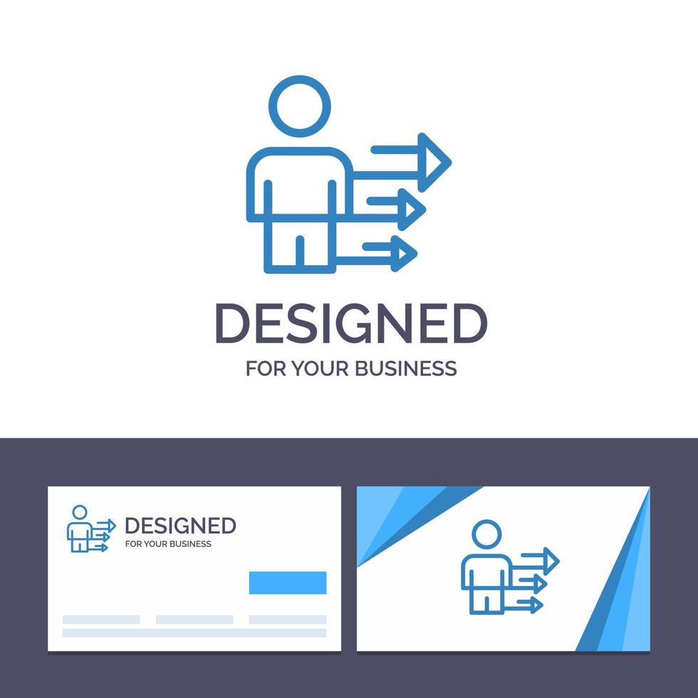 tarjeta de visita creativa y plantilla de logotipo enfoque liderazgo empresarial ilustración vectorial moderna vector