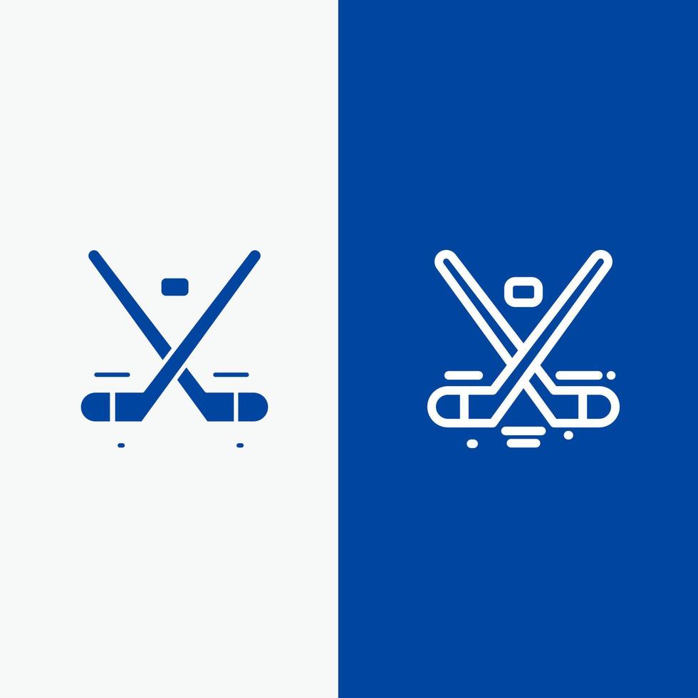 Canada Game Hockey Ice Olympics Line and Glyph Solid icon Blue banner Line and Glyph Solid icon Blue banner vector