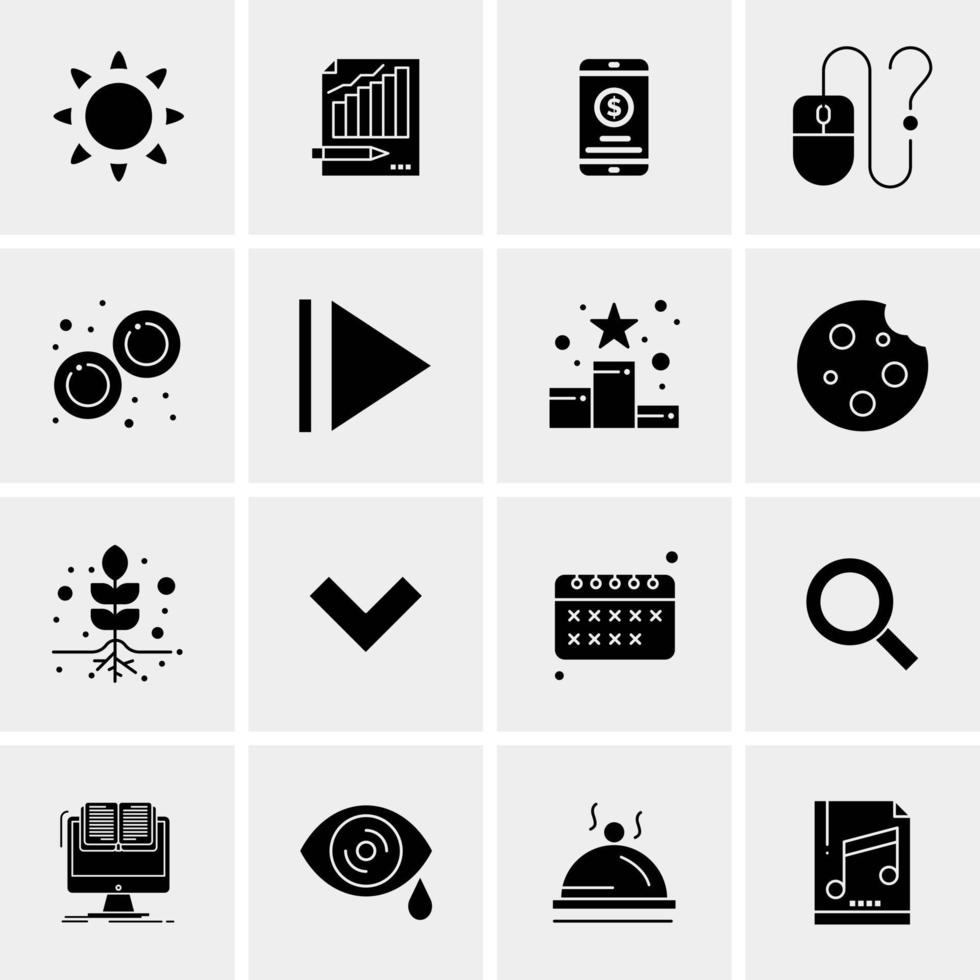 16 iconos de negocios universales vector ilustración de icono creativo para usar en proyectos relacionados con la web y dispositivos móviles